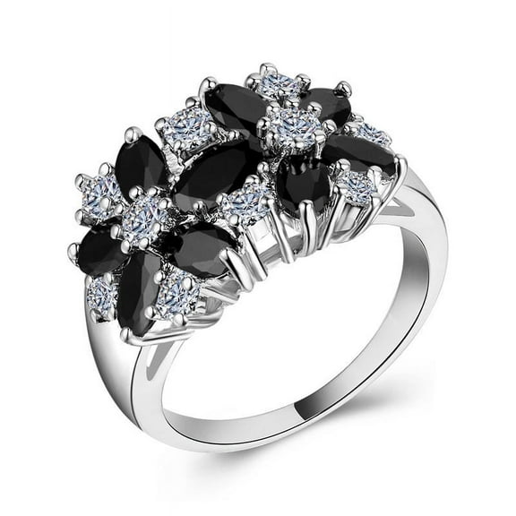 Women's 925 Silver Plated Inlaid Zircon Gem Ring
