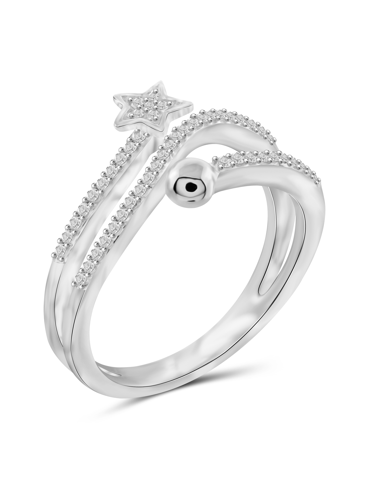 JewelersClub Stackable Diamond Rings for Women – 1/4 Carat White Diamond Ring Jewelry– 0.925 Sterling Silver Stackable Bands for Women –– Stackable Ring Set by JewelersClub