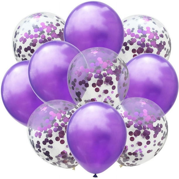 Nvzi 50 globos de confeti morados y morados, globos de fiesta de cumpleaños premium de 12 pulgadas, globos a granel para despedida de soltera, decoración de fiesta de graduación
