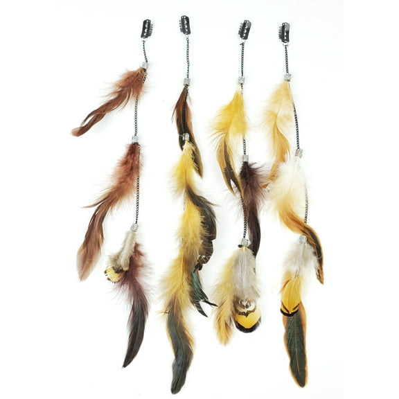 12 pcs 14" Long Feather & Chain Hair Extension w/Clip On Comb Assorted HH0009