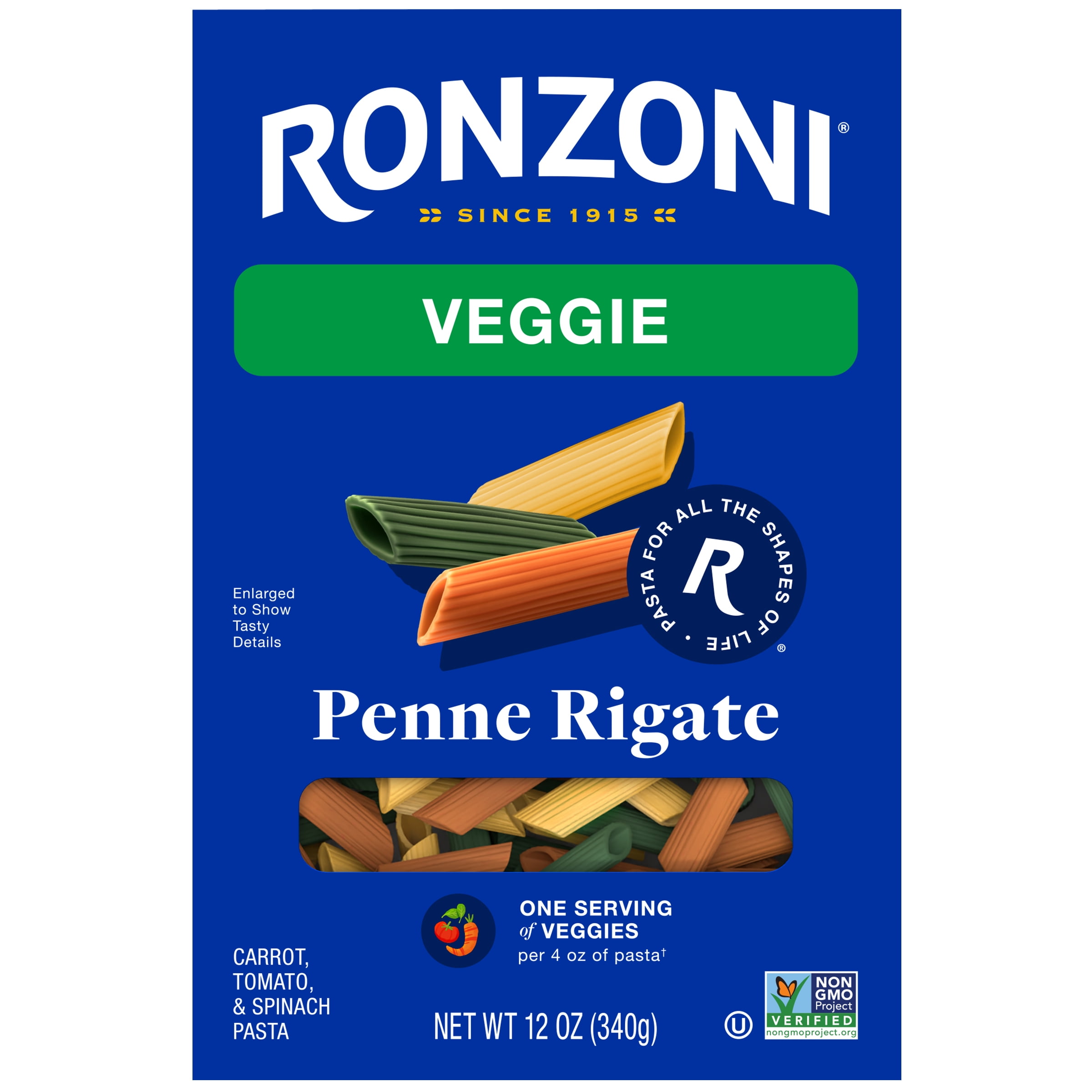 Ronzoni Veggie Trio Italiano Pasta, 3 Shapes, 12 oz Box