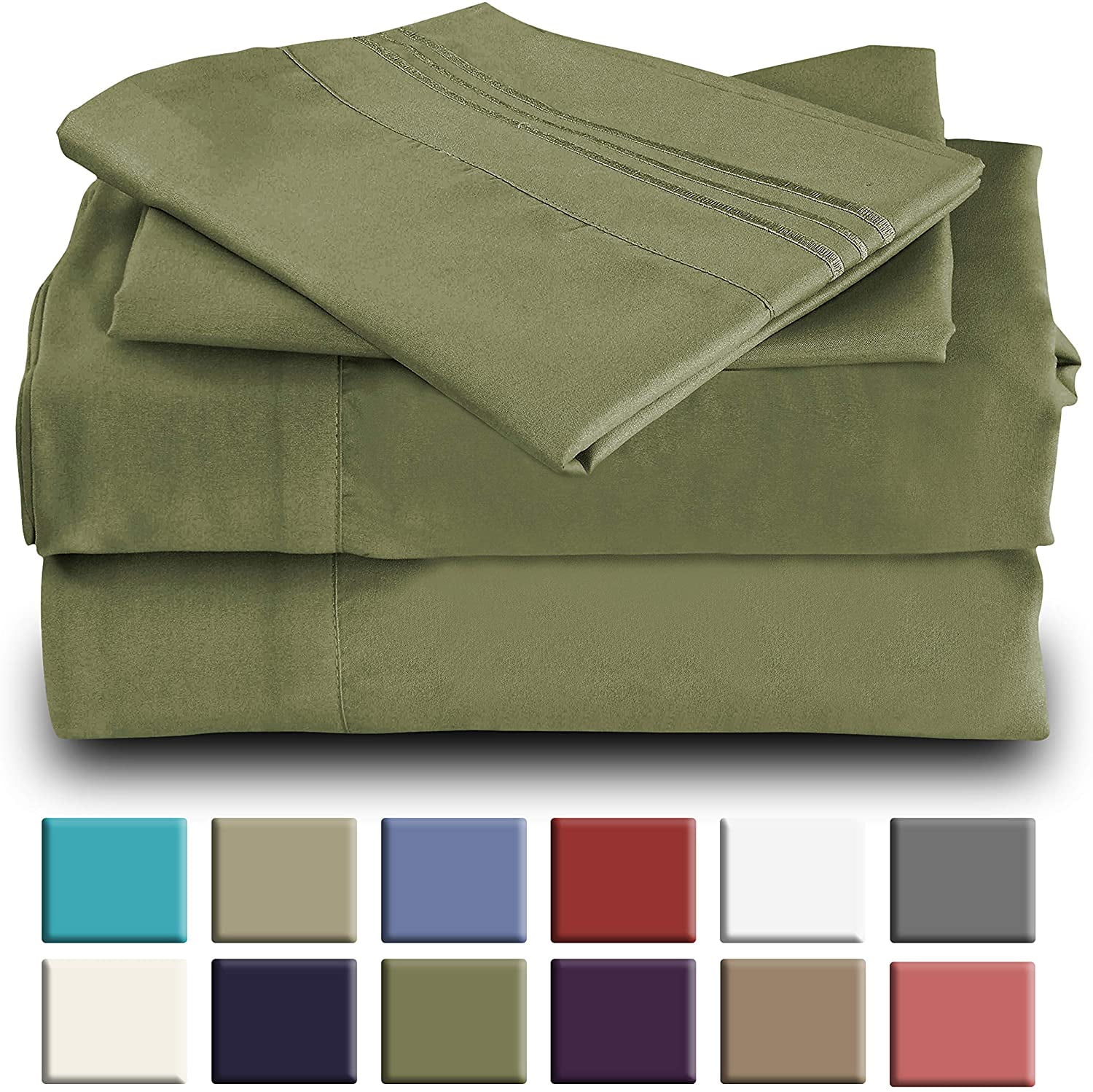Mutlu Home Goods Rayon Made From Bamboo Sheets Set, Queen Sage Green