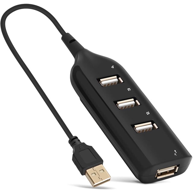 Adaptador multipuerto USB Micro TUNC 4 puertos USB 2.0 distribuidor con cable negro Multi-Hub Splitter para computadora PC