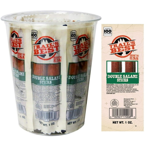 Trails Best Sausage Sticks Double Salami Snack Sticks 15 Count Tub