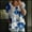 Blue, variant on Women's Boho Floral 3/4 Sleeve Top Summer Casual Loose Breathable Cute Plus Size Pleated Blouse Shirts by Yigetop Blue L