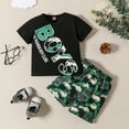 thumbnail image 2 of Toddler Baby Boys 2pcs Clothes Summer Outfits Letter T Shirt Tops Cartoon Animal Shorts Clothing Set 1 to 5 Years, 2 of 9