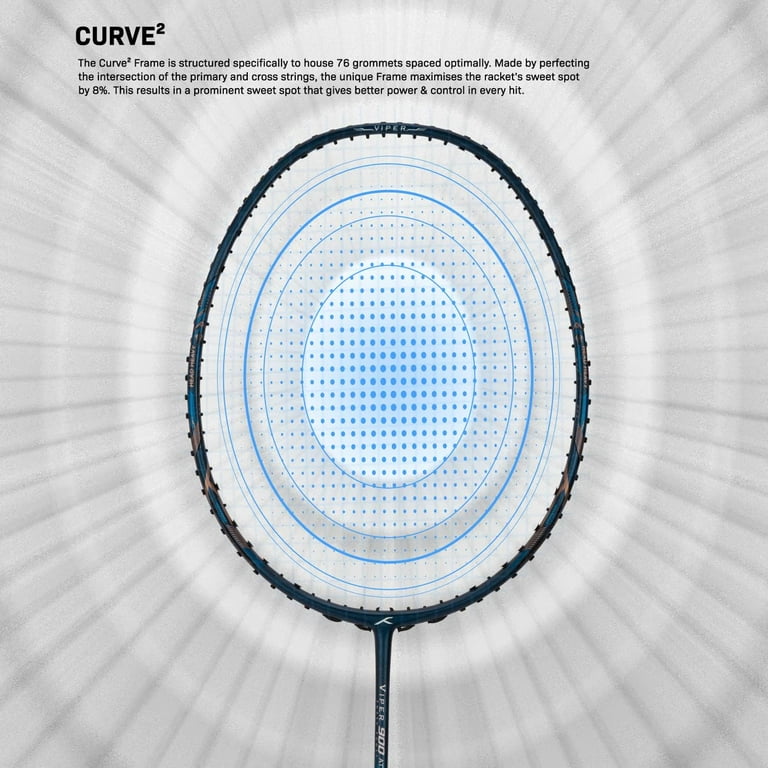 HUNDRED Viper 900 Carbon Fibre Strung Badminton Racquet with HUNDRED Viper 900 Carbon Fibre Strung Badminton Racquet with