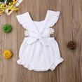 thumbnail image 4 of Newborn Baby Girl Ruffle Lace Romper Bodysuit Summer Jumpsuit Sunsuit Outfits Clothes White 6-12 Months, 4 of 6