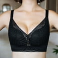 thumbnail image 3 of Bigersell Wireless Bra for Everyday Ladies Comfortable Breathable No Underwire Lace Push-Up Adjustment Lift Bra Woman Underwear Big & Tall Size Comfort Bra, Style 3865, Black 32B, 3 of 9