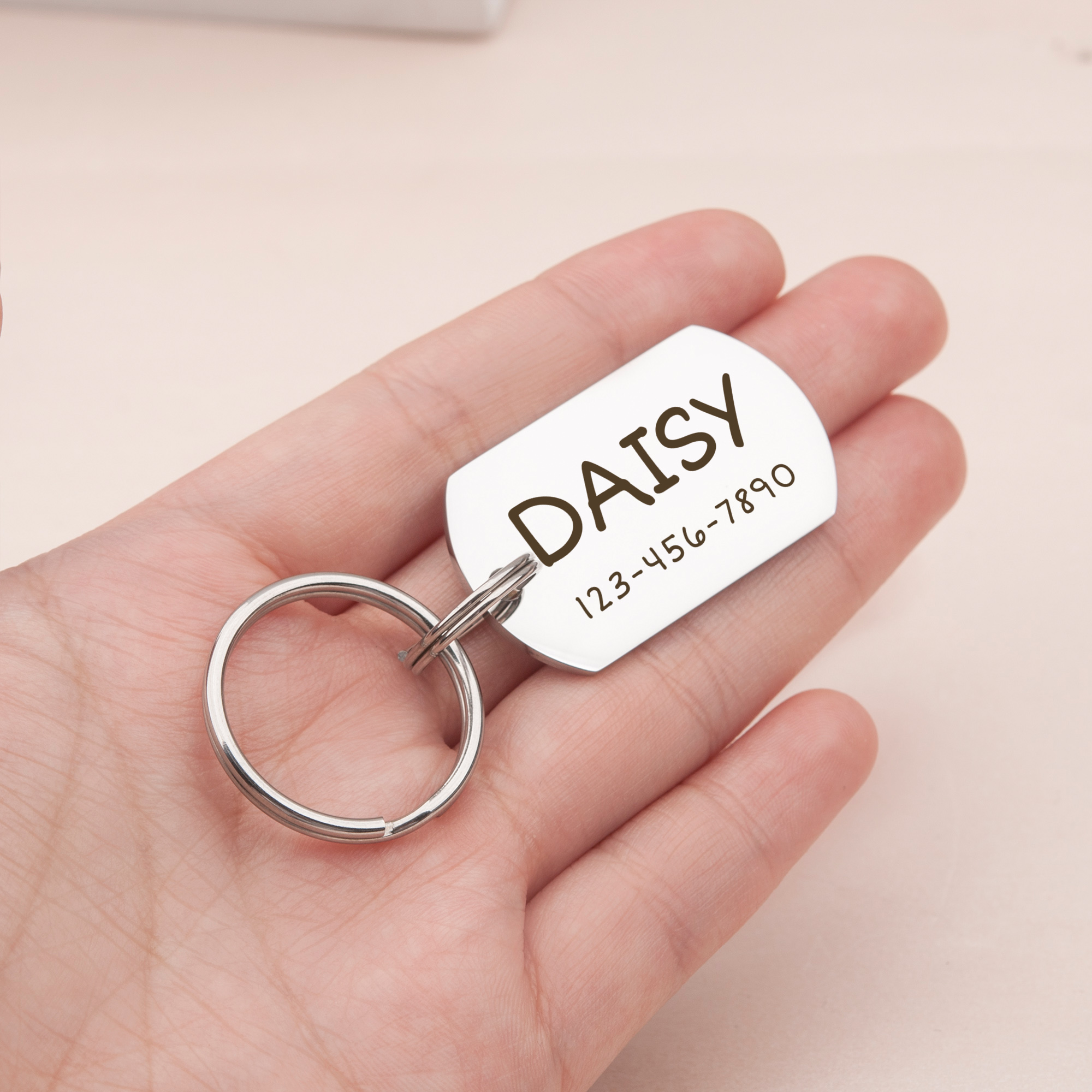 Engravable Pet Id Tag - Dog Tag with Phone Number Tag Shape - Pet Name Tag Emergency Tags for Pet Collar [Silver, S, Front & Back Engraving]
