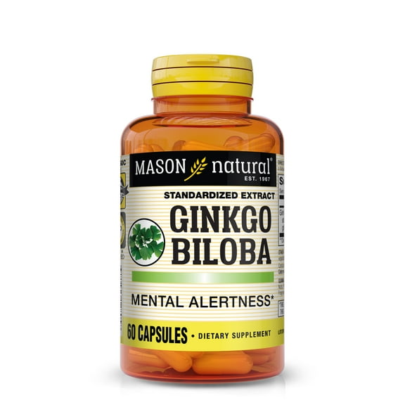Mason Natural Ginkgo Biloba Boost Alertness, Brain Function 60 Capsules