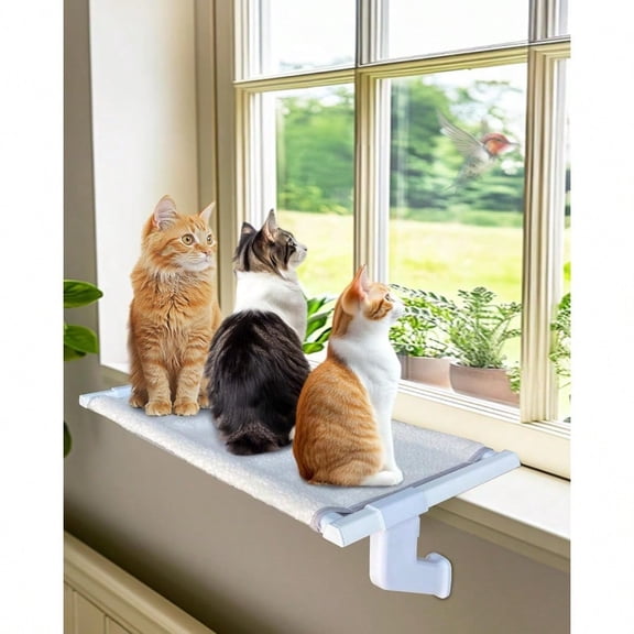 Heavy-Duty Window Sill Perch All-Metal Frame ports up to 120 lbs Durable Easy-to-Assemble Cat Hammock for Large and Multiple Cats XL 1PC