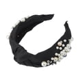 thumbnail image 1 of 1 pieza de diademas anudadas para mujer, accesorios para el cabello con perlas de imitación anchas a la moda, color negro, 1 of 1