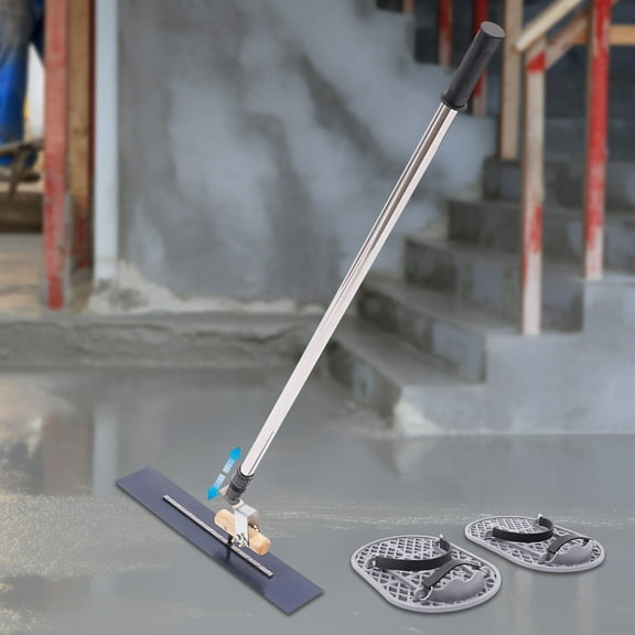 Telescopic Concrete Trowel with Adjustable Rod, Large Base Plate, Stainless Steel, Lightweight for Efficient Smoothing & Finishing