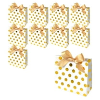 LanSuare 10Pcs Christmas Gift Boxes with Bow, 5.5” Small Paper Xmas Gift Boxes, Suitable for Gift Giving, Baking Goods, Candy, Christmas, Decorative Food Packaging, Bakery Treats