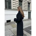 thumbnail image 5 of Abrigo largo de lana con cinturón para mujer, abrigo holgado de gran tamaño con solapa de doble botón, ropa de calle alta para otoño, 5 of 5