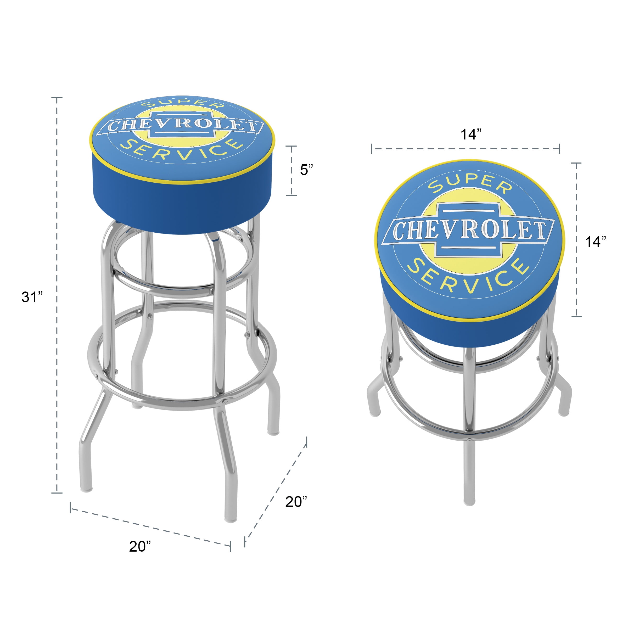 Trademark Gameroom Chevrolet Super Service Bar Stool with Padded Seat