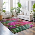 thumbnail image 3 of Area Rugs 5'x7', Pink Green Oil Painting Carpet Runner Indoor Outdoor Rugs Home Decor Aesthetic, Modern Abstract Summer Botanical Non Slip Mats Washable Accent Rug for Living Room Bedroom, 3 of 8