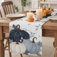 thumbnail image 2 of Navy Blue Fall Cotton Linen Rectangle Table Runners 13"x36", Pumpkin Botanical Autumn Thanksgiving Coffee Table Runner Dresser Scarves Luxury Table Runners for Wedding Party Banquet Dinner Decor, 2 of 8