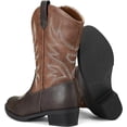 thumbnail image 2 of Kushyshoo Cowboy Boots for Girls and Boys Western Mid-Calf Brown Cowgirl Boots Riding Shoes Size 1, 2 of 6