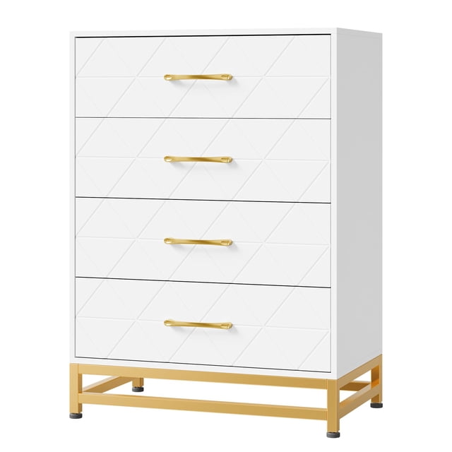 Yeshouse Cómoda alta de 4 cajones para dormitorio y armario con guías de cierre suave y sistema antivuelco | Organizador de almacenamiento compacto de 92 cm de alto