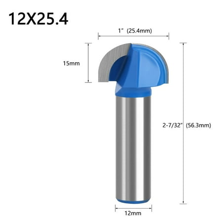 

Rooha 12mm Shank Round Nose Two Flutes Router Bit Woodworking Cove Bit solid carbide