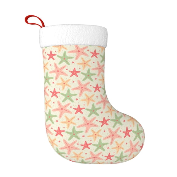 Honeii Colorful Starfish for Christmas Stocking,Large Xmas Stocking,Holiday and Family Stocking for Fireplace Christmas Holiday Party Decoration