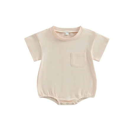 

Coduop Baby Boys Girls Summer Rompers Short Sleeve Round Neck Infant Baby Bodysuit Playsuit