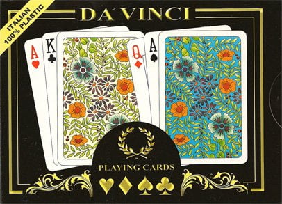 2-Deck Set with Hard Shell Case /& 2 Cut Cards Da Vinci Italian 100/% Plastic Playing Cards
