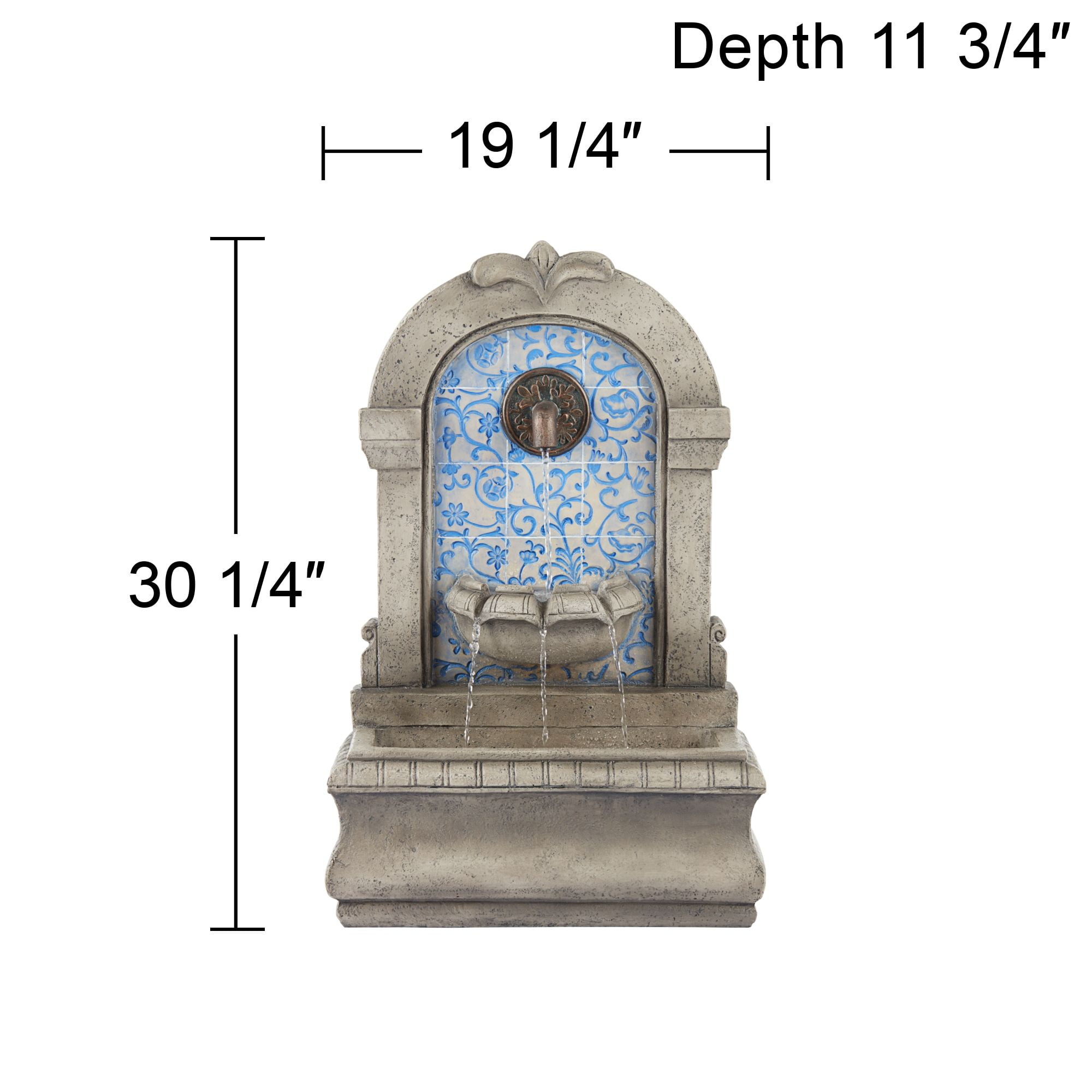 Manhasset 30 1/4" High Large Italian Outdoor Decor Blue Faux Stone Floor Fountain Waterfall Outside Garden Patio