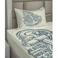 thumbnail image 2 of Ambesonne Anchor Fitted & Top Sheet Set with Sham, Vintage Nautical Sea, Blue Cream, 2 of 4