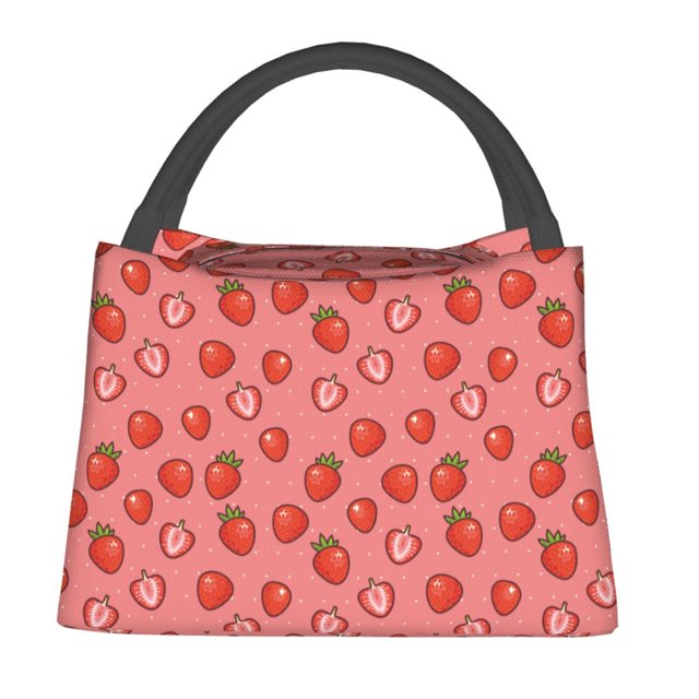 Balery Red Strawberry Bolsa de Aislamiento Portátil – Bolsa de Almuerzo con Forro de Aluminio Mejorado, Funda Impermeable y Fácil de Limpiar para Picnic y Caja de Almuerzo