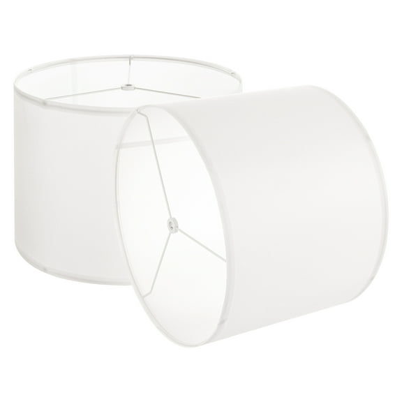 KFFKFF Set of 2 Drum Lamp Shades, 13 in Top x 13 in Bottom x 10 in Height, Medium Linen Lampshades for Table, Floor, and Pendant Lamps, Simple Assembly Needed (Off-white)