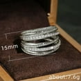 thumbnail image 2 of K-KED 925 Sterling Silver Rings Shiny Wrap Zircon Ring Women Wedding Ring Size 6-10-7-Clear, 2 of 6