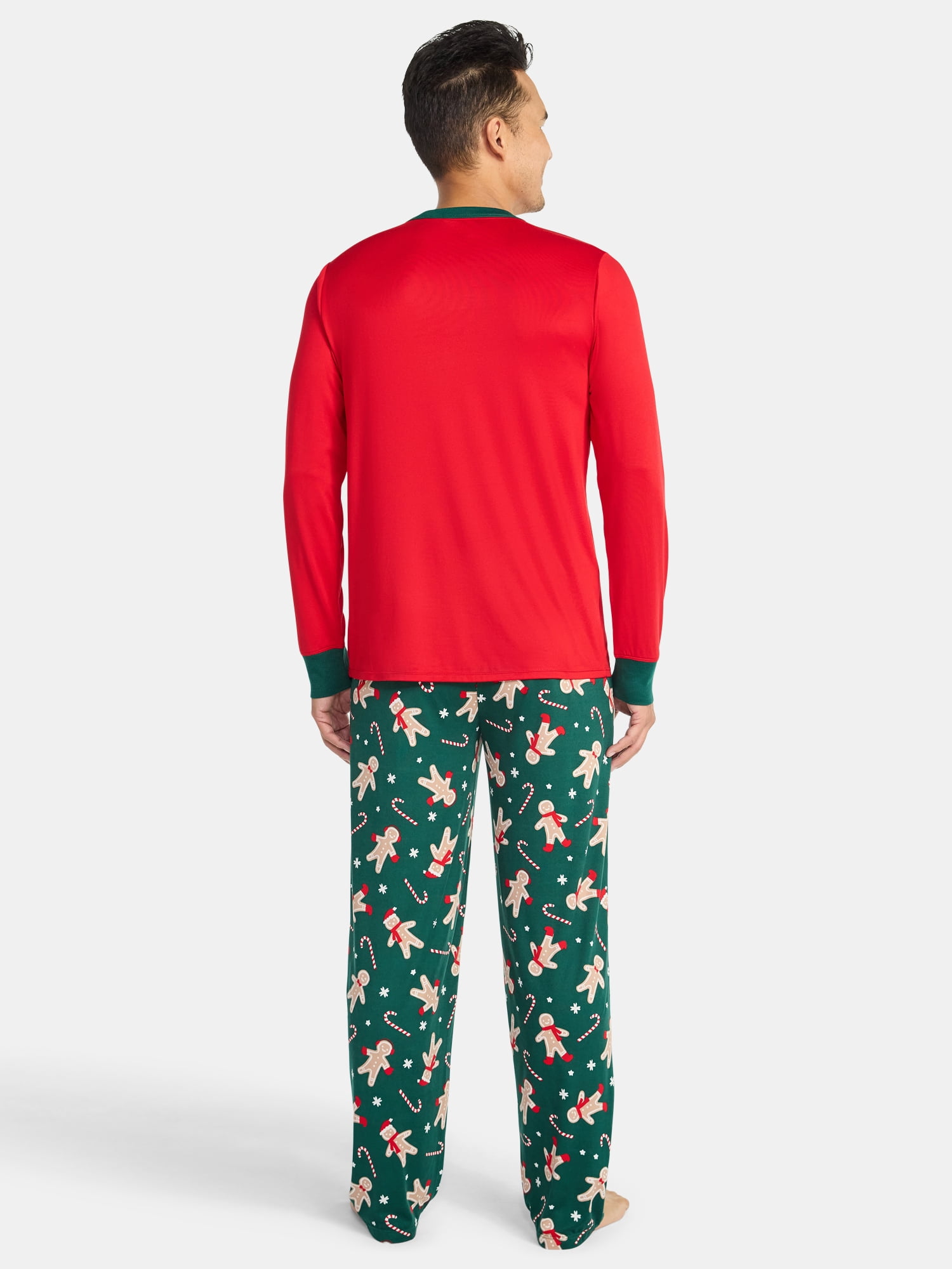 Holiday Time Men's Matching Family Pajamas Gingerbread Cookie Top and Pants Set, 2-Piece, Sizes S-3XL