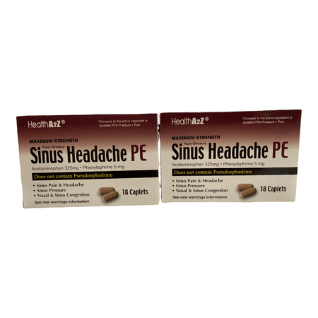 Sinus Headache PE Non-Drowsy Acetaminophen 325 mg Phenylephrine 5 mg 36 Caplets Pack Of 2