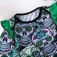 thumbnail image 6 of XIYON Baby Girls Halloween Skeleton Printed Long Sleeve Bodysuit With Headband Fly Sleeve Romper Outfit For Toddler Daily Wear Party Fashion, 6 of 9