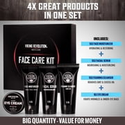 Viking Revolution Mens Facial Skin Care Kit with Face Moisturizer, Facial Scrub, and Eye Cream