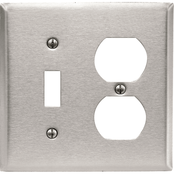 Leviton 2-Gang Wallplate in Stainless — UL Listed for US Residential Electrical Code Compliance, Drop-in NEC-Standard Wiring