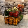 thumbnail image 2 of Set of 2 Storage Bins - Basket Set for Toy, Kitchen, Closet, and Bathroom Storage - Medium Shelf Organizers with Handles by Home-Complete (Black), 2 of 7