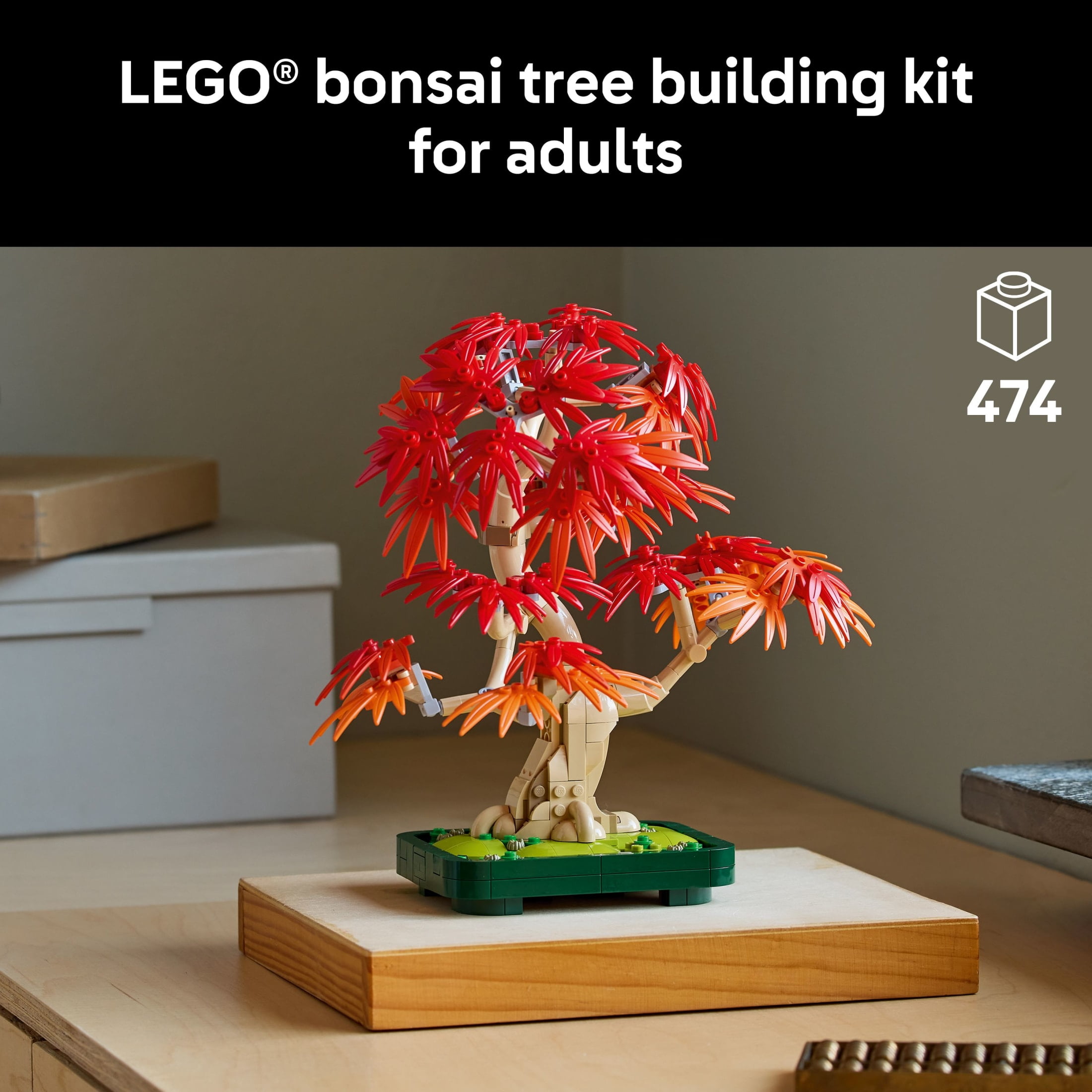 LEGO Botanicals Japanese Red Maple Bonsai Tree Building Kit for Adults 18+ - Unique Home Decor DIY for Room or Office - Gift for Birthdays - Plant Decor for Desk or Bookshelf- 10348