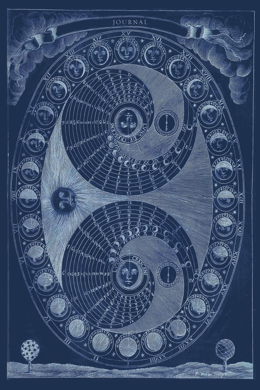 Journal : Vintage Astrology - Phases of the Moon Antique Diagram - Zodiac Sign 120 Blank Lined ...