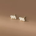 thumbnail image 4 of K-KED Gold plated Pair of Solid 925 Sterling Silver Pearl Beads Stud Earrings, 4 of 6