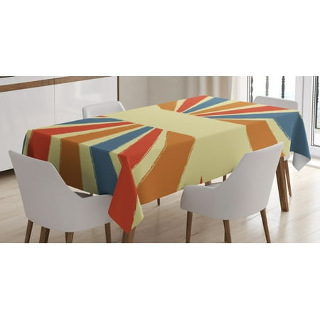 

Vintage Rainbow Tablecloth Hand Drawn Style Burst of Colorful Sunbeams with Grunge Effect Retro Design Rectangular Table Cover for Dining Room Kitchen 52 X 70 Inches Multicolor by Ambesonne