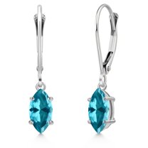 Gem Stone King 14K White Gold Paraiba Topaz Earrings for Women | 1.20 Cttw | Gemstone November Birthstone | Marquise 8X4MM