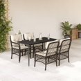 thumbnail image 1 of vidaXL 5 Piece Garden Dining Set with Cushions Brown Poly Rattan, 1 of 6