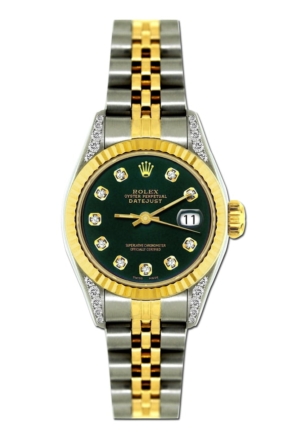 Pre-Owned Rolex Datejust Diamond Watch, 26mm, Yellow Gold and Stainless Steel Bracelet Sherpa Blue Dial w/ Diamond Lugs