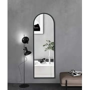 Parisloft Metal Framed Arched Wall-Mounted Mirror, Black, 15.75" W x 47.6"H