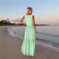 thumbnail image 7 of Women V Neck Summer Dresses 2025 Trendy Zipper Up Sleeveless Built in Bra Boho Party Cocktail Casual Maxi Beach Sun Dress Mint Green XL, 7 of 7