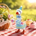 thumbnail image 2 of Bomd 7 Inch Desk Goose Outfit, Festive Clothes & Accessories for Desktop Goose Statues, Party Hat, Bow Tie And Birthday Banner, for Office, Home Table Decor And Birthday Gifts,Blue, 2 of 5